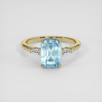 2.50 Ct. Blue Aquamarine Ring, 14K Yellow Gold 1