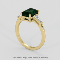 3.41 Ct. Bluish Green Sapphire Ring, 14K Yellow Gold 2