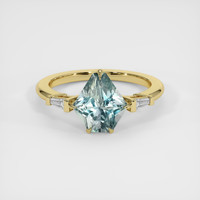 2.44 Ct. Greenish Blue Sapphire Ring, 14K Yellow Gold 1