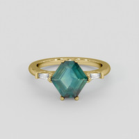 2.42 Ct. Greenish Blue Sapphire Ring, 14K Yellow Gold 1