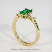 0.63 Ct. Emerald Ring, 18K Yellow Gold 2