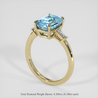 2.50 Ct. Blue Aquamarine Ring, 18K Yellow Gold 2