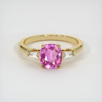 1.69 Ct. Pink Sapphire Ring, 18K Yellow Gold 1