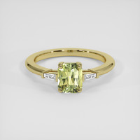 1.21 Ct. Yellowish Green Sapphire Ring, 18K Yellow Gold 1