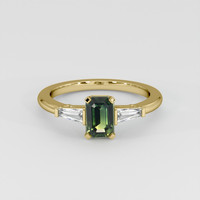 1.14 Ct. Yellowish Green Sapphire Ring, 18K Yellow Gold 1