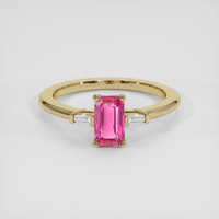 1.02 Ct. Pink Sapphire Ring, 18K Yellow Gold 1