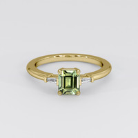 0.99 Ct. Yellowish Green Sapphire Ring, 18K Yellow Gold 1