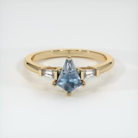 0.71 Ct. Greyish Blue Sapphire Ring, 18K Yellow Gold 1