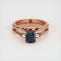 1.07 Ct. Greenish Blue Sapphire Ring, 18K Rose Gold 1