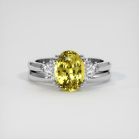 2.57 Ct. Greenish Yellow Sapphire Ring, 18K White Gold 1