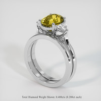 2.57 Ct. Greenish Yellow Sapphire Ring, 18K White Gold 2