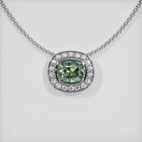 0.77 Ct. Yellowish Green Sapphire Pendant, 18K White Gold 1