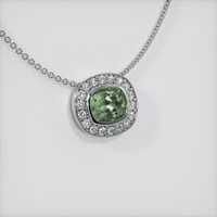0.77 Ct. Yellowish Green Sapphire Pendant, 18K White Gold 2