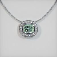 0.73 Ct. Green Sapphire Pendant, 18K White Gold 1