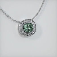 0.73 Ct. Green Sapphire Pendant, 18K White Gold 2