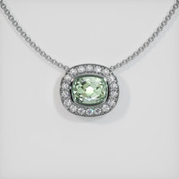 0.89 Ct. Green Sapphire Pendant, 18K White Gold 1