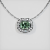 0.90 Ct. Green Sapphire Pendant, 18K White Gold 1