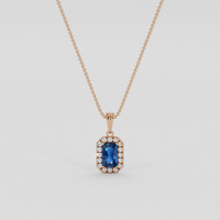0.96 Ct. Blue Sapphire Pendant, 14K Rose Gold 1