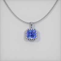 3.66 Ct. Blue Sapphire Pendant, 14K White Gold 1