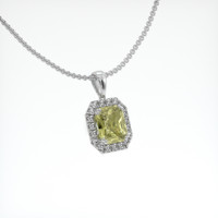 3.57 Ct. Greenish Yellow Sapphire Pendant, 14K White Gold 2