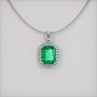 2.19 Ct. Emerald  Pendant - 18K White Gold
