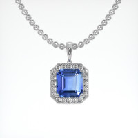 2.58 Ct. Blue Sapphire Pendant, 18K White Gold 1