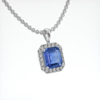 2.58 Ct. Blue Sapphire Pendant, 18K White Gold 2