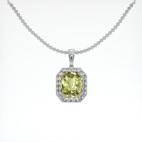 3.57 Ct. Greenish Yellow Sapphire Pendant, 18K White Gold 1