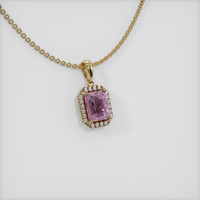 3.06 Ct. Purplish Pink Sapphire Pendant, 14K Yellow Gold 2