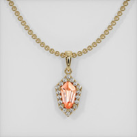 0.60 Ct. Peach Sapphire Pendant, 14K Yellow Gold 1