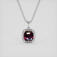 2.02 Ct. Purplish Red Ruby Pendant, Platinum 950 1