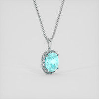 2.30 Ct. Electric Blue Paraiba Tourmaline Pendant, 14K White Gold 2
