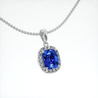 1.15 Ct. Blue Sapphire Pendant, 14K White Gold 2