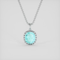 2.30 Ct. Electric Blue Paraiba Tourmaline Pendant, 18K White Gold 1