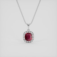 1.00 Ct. Pinkish Red Ruby Pendant, 18K White Gold 1