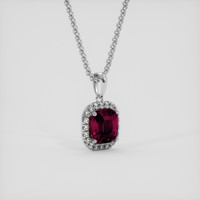 2.02 Ct. Purplish Red Ruby Pendant, 18K White Gold 2