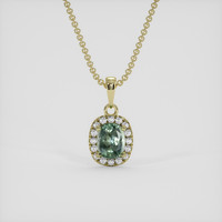 0.66 Ct. Green Sapphire Pendant, 14K Yellow Gold 1