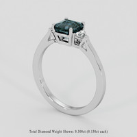 2.05 Ct. Greenish Blue Sapphire Ring, Platinum 950 2