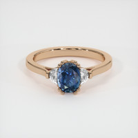 0.72 Ct. Greenish Blue Sapphire Ring, 14K Rose Gold 1