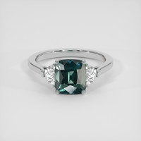 3.24 Ct. Bluish Green Sapphire Ring, 14K White Gold 1