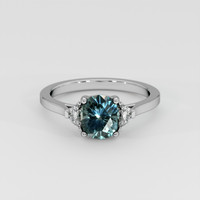 1.80 Ct. Bluish Green Sapphire Ring, 14K White Gold 1