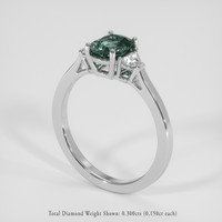 1.56 Ct. Bluish Green Sapphire Ring, 14K White Gold 2