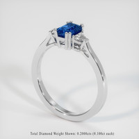0.98 Ct. Blue Sapphire Ring, 18K White Gold 2