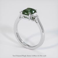1.85 Ct. Green Sapphire Ring, 18K White Gold 2