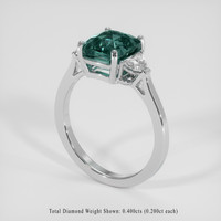 3.24 Ct. Bluish Green Sapphire Ring, 18K White Gold 2