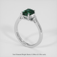 2.08 Ct. Bluish Green Sapphire Ring, 18K White Gold 2