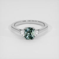 1.56 Ct. Bluish Green Sapphire Ring, 18K White Gold 1