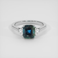 2.66 Ct. Bluish Green Sapphire Ring, 18K White Gold 1