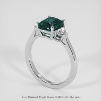 2.66 Ct. Bluish Green Sapphire Ring, 18K White Gold 2