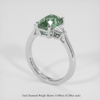 3.20 Ct. Green Sapphire Ring, 18K White Gold 2